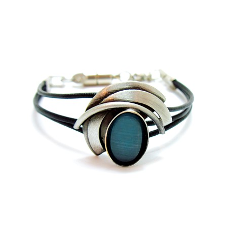 Bright Blue Brushed Magnetic Aluminum Bracelet - Click Image to Close